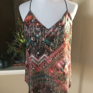 Lavender Brown Multi-Colored Cami Tank, Like New!
